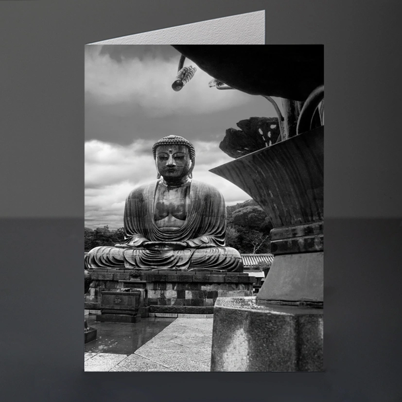 48- Card Design 223 Budha Kamakura BW