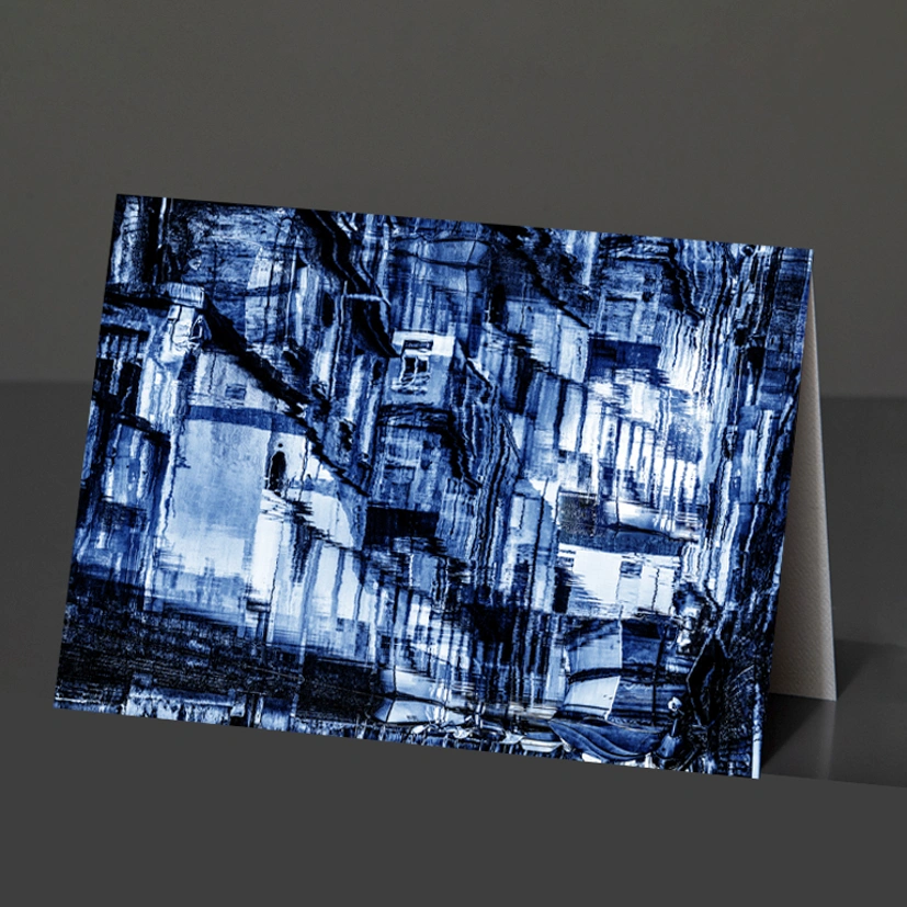 8- Card Design 169 Abstract Venice Blue Reflection
