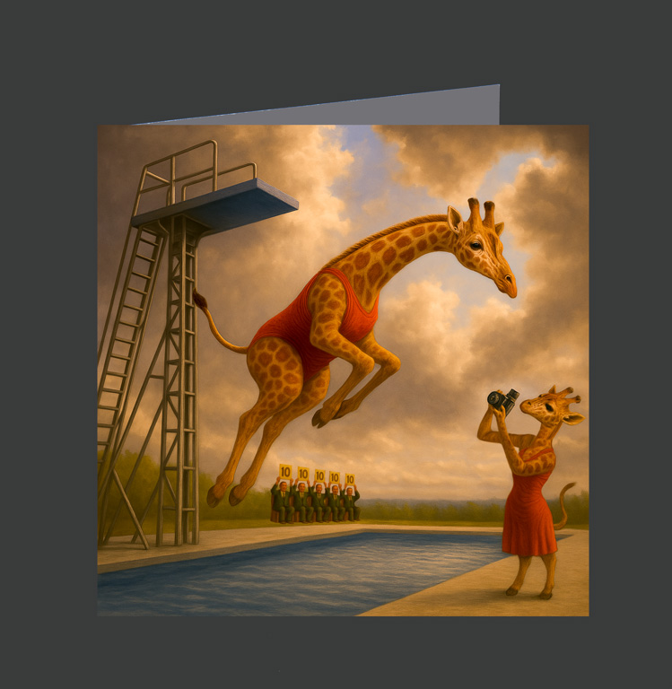 24. Giraffe Diving Into Pool 02A-1006