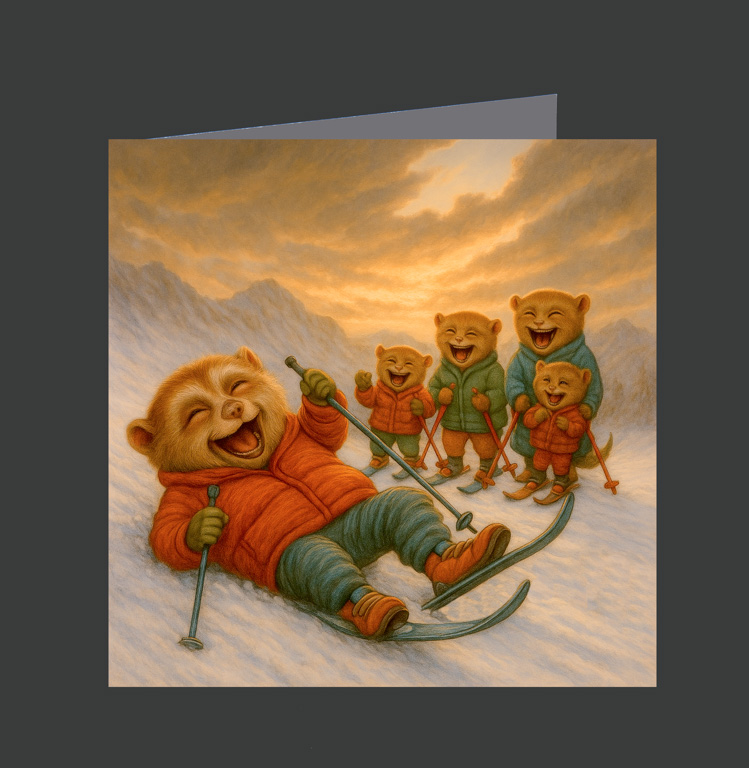 48. Tarsier Family Skiing 02-1039-A